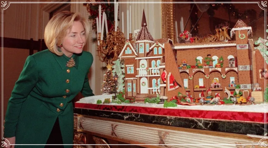 Пряничный домик и Хиллари Клинтон, 1997 год, Белый дом, Вашингтон, США (Joyce Naltchayan/Getty Images)