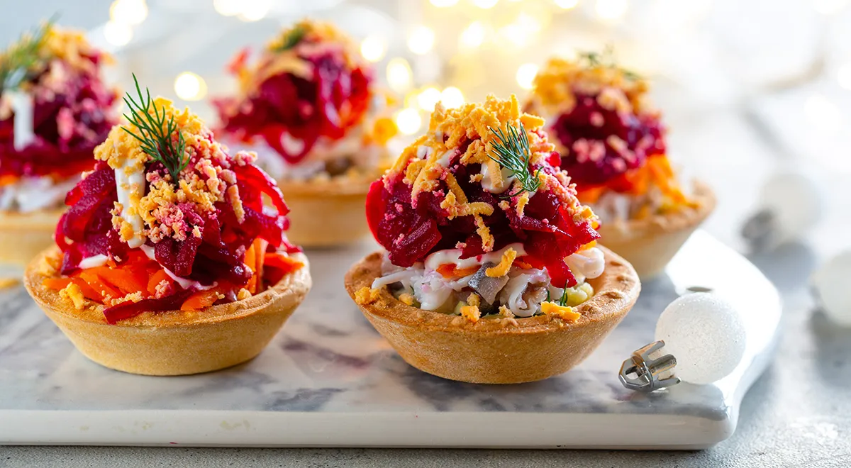 Рецепт селедки под шубой в тарталетках
