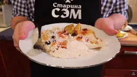 Новогодняя курица в духовке с двумя гарнирами
