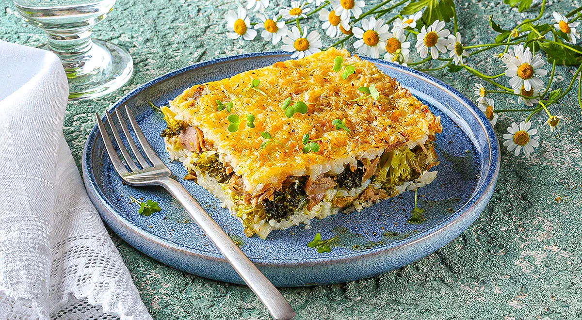 Рецепт рисовой запеканки с тунцом (можно использовать бальдо)